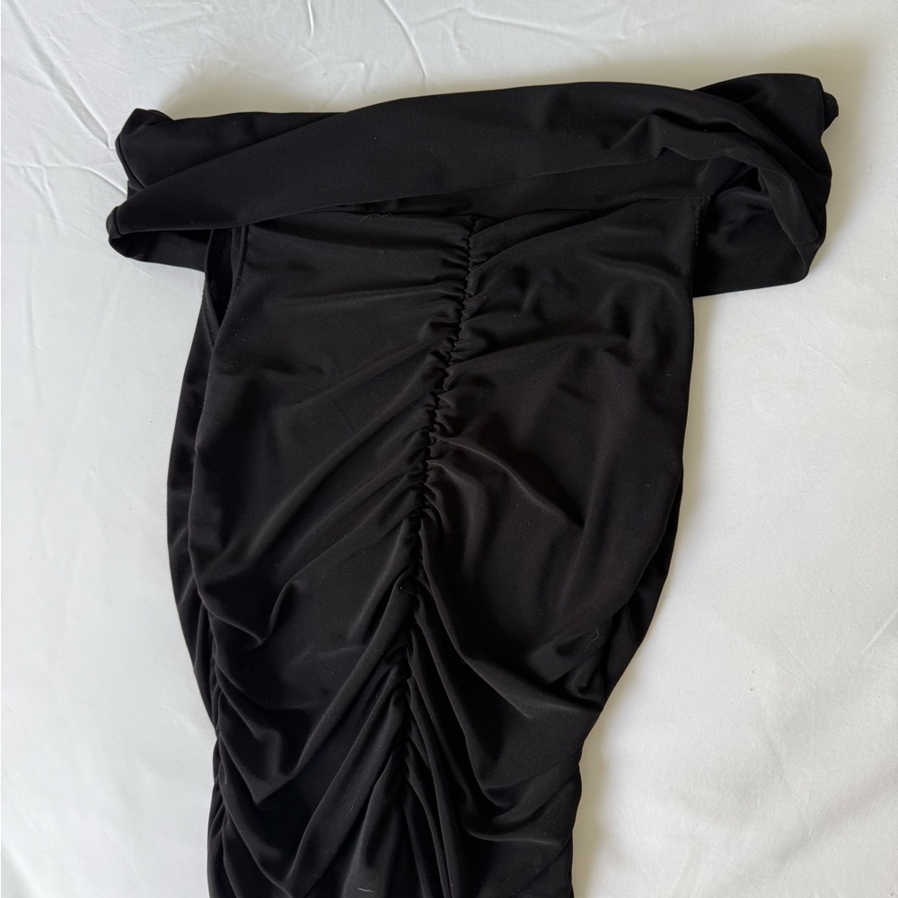 Black Ruched Off the Shoulder Top